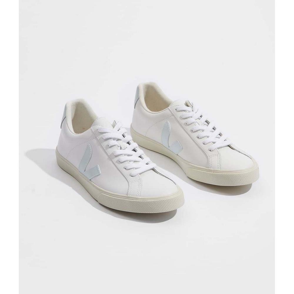 Veja ESPLAR LEATHER Women's Sneakers White/Blue | NZ 609WNB